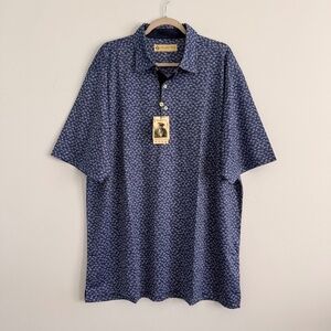Donald Ross Sportwear Men’s Short Sleeve Golf Polo Shirt Palm Tree Blue Size XL